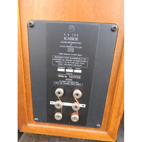 7485 - A pair of Linn Kaber LS500 floorstanding speakers in natural wood finish