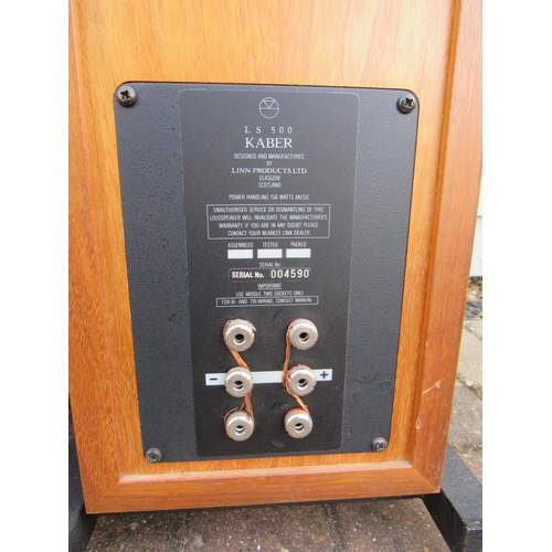 7485 - A pair of Linn Kaber LS500 floorstanding speakers in natural wood finish