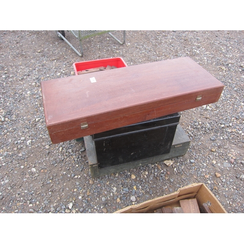 3461 - Two timber boxes and a tin chest