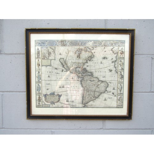 1536 - John Speed - Americas - 'America With Those Known Parts In That Unknowne Worlde....' Hand coloured e... 