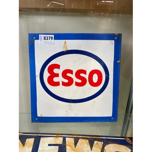 8379 - An enamel sign, 'ESSO' later painted, 24cm x 24cm