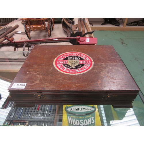 8388 - A Dewhursts Cotton box with lift up lid, containing a quantity of mixed cotton reels, mixed colours