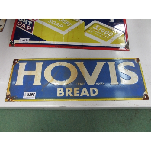 8395 - An enamel sign; Hovis Bread, 46cm x 15cm