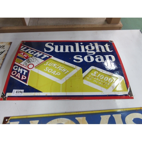 8396 - An enamel sign; Sunlight Soap, 46cm x 30cm