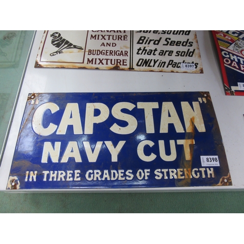 8398 - An enamel sign; Capstan Navy Cut Cigarettes, 46cm x 23cm