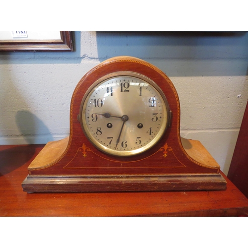 1129 - A late Edwardian inlaid mahogany Napoleon hat mantel clock