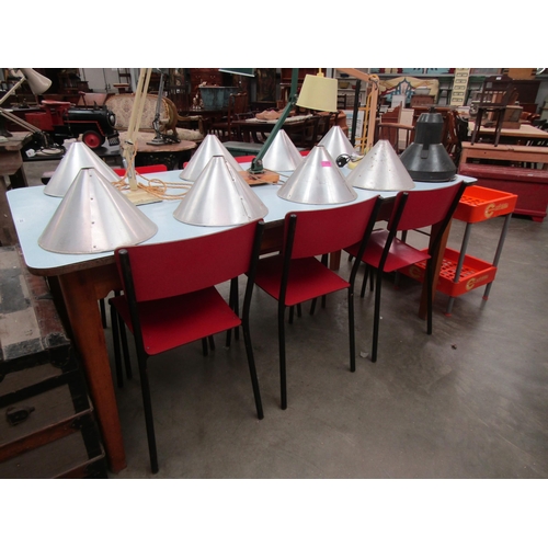 2322 - A substantial mid 20th Century Tailor's cutting table with Formica top and beech legs 3ft x 6ft