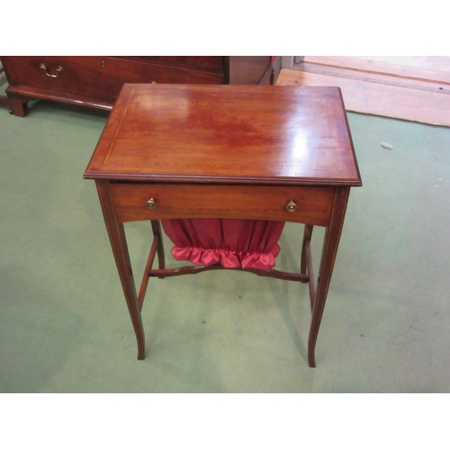 2127 - A circa 1900 Arts & Crafts crossbanded mahogany work table with basket drawer over square tapering o... 