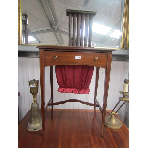 2127 - A circa 1900 Arts & Crafts crossbanded mahogany work table with basket drawer over square tapering o... 