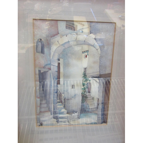 1535 - McLachlan:  Framed and glazed watercolour of an archway in a Continental back street, 35cm x 25cm im... 