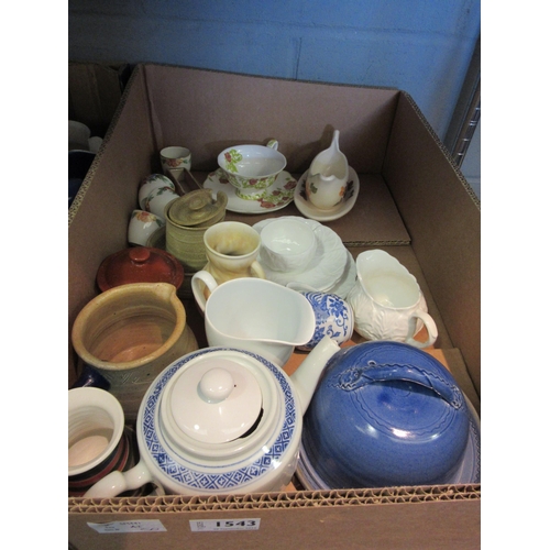 1543 - A box of assorted ceramics and pottery including Campbeltown Pottery domed dish, Whittard tea wares ... 