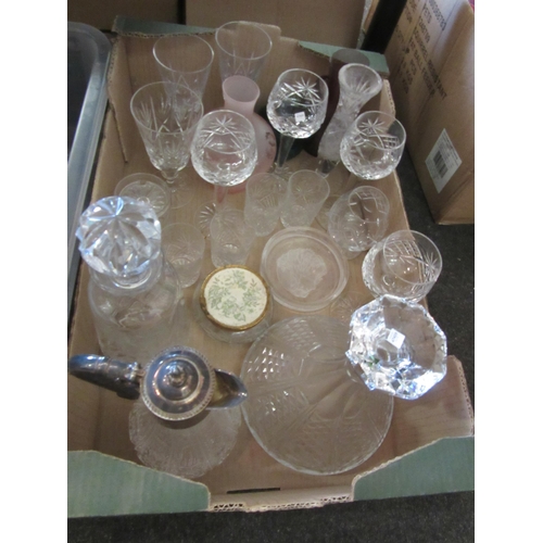 1573 - A collection of mixed glassware including decanter, various drinking glasses, etc.