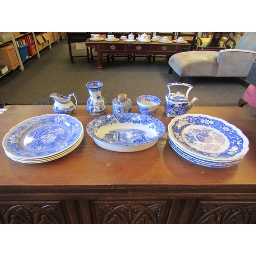 1003 - A selection of blue and white china wares including three modern Spode 