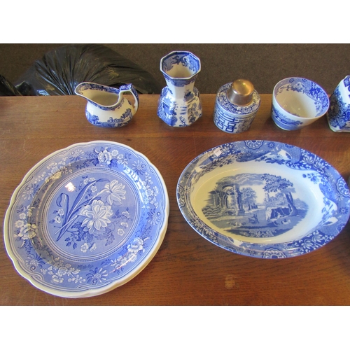 1003 - A selection of blue and white china wares including three modern Spode 