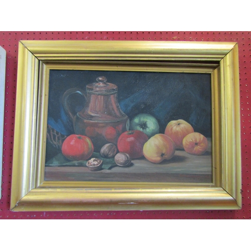 1038 - SYDNEY L. WEBSTER: An oil on board still-life of fruit and jug, signed and dated 1924 lower right, g... 