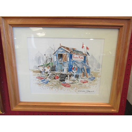 1039 - LENORA STEWART: 'Sold out!' - 'Southwold Fresh Fish' watercolour, signed lower right, framed and gla... 