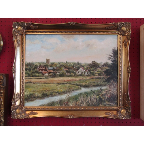 1045 - JULIA C. WANT: Oil on board 'Evening at Blakeney', signed lower right, gilt framed, 44cm x 34cm imag... 