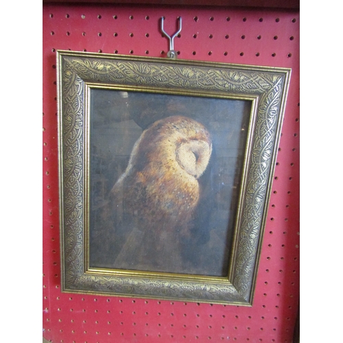 1052 - An oil on board 'Barn Owl', framed and glazed, 24cm x 19cm image size