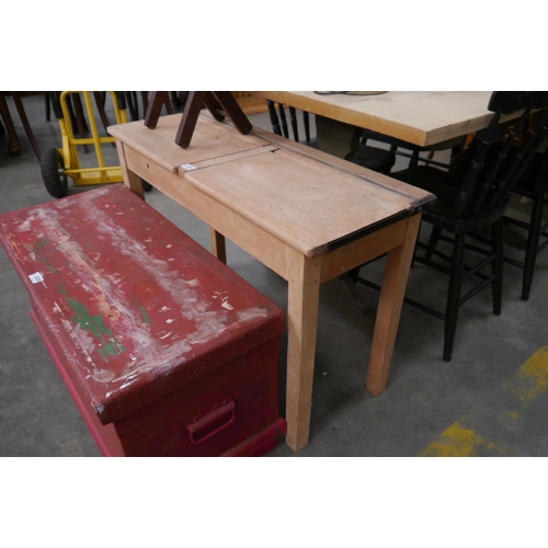 2310 - A stripped beech child's double desk