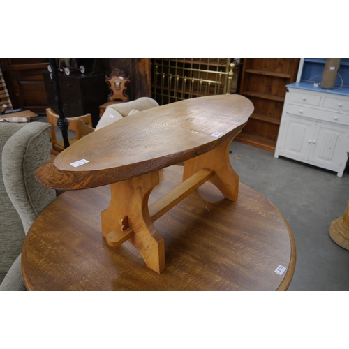 2209 - An elm handcrafted coffee table and a mirror