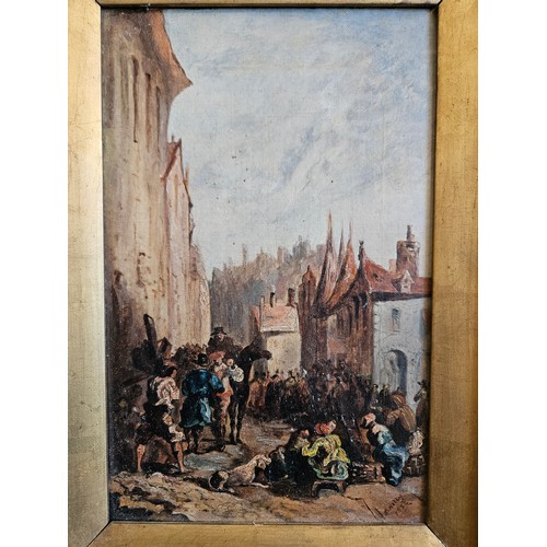 1055 - J.KELLY: A 19th Century oil on canvas of Continental street scene, signed and dated 1854 lower right... 