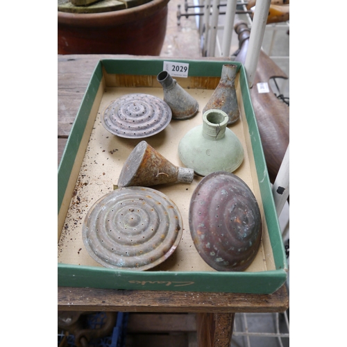 2029 - A tray of bygone watering can heads/roses