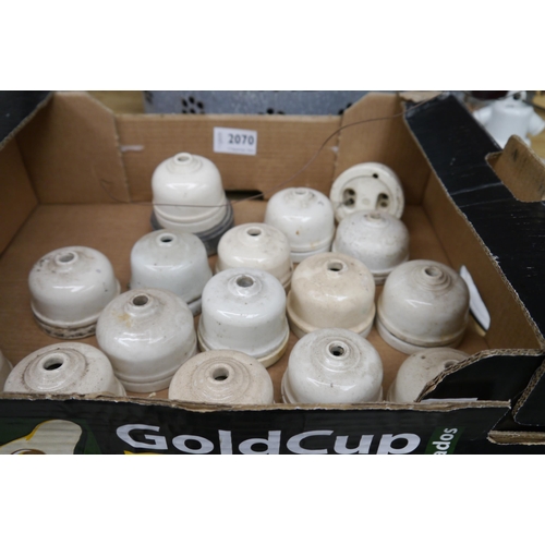 2070 - A box of ceramic ceiling light roses