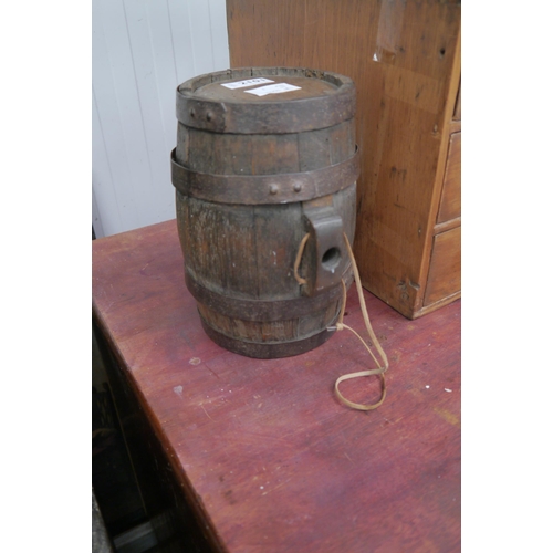 2101 - A small coopered barrel, 21.5cm high