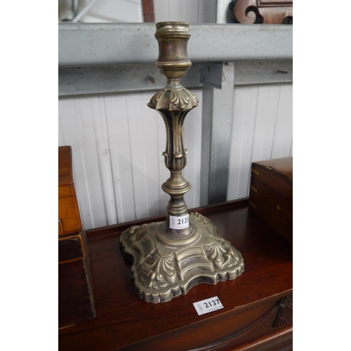 2135 - A large plated lamp base candle stick