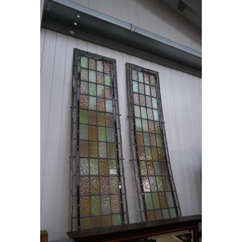 2146 - Two Victorian stained and leaded glass window panels