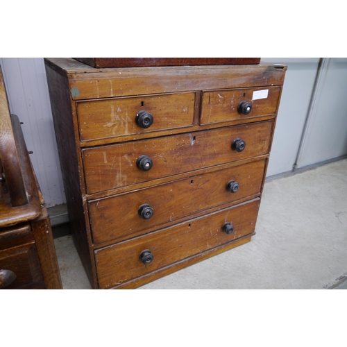 2165 - A Victorian mahogany two over three chest of drawers a/f