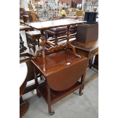 2171 - A mahogany tea trolley and side table