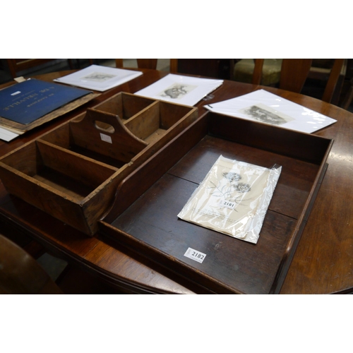 2182 - An 18th Century tray and elm cutlery box