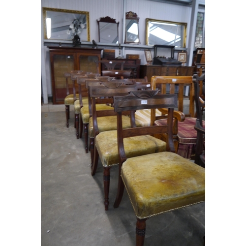 2188 - A set of six Regency mahogany dining chairs with leather seats