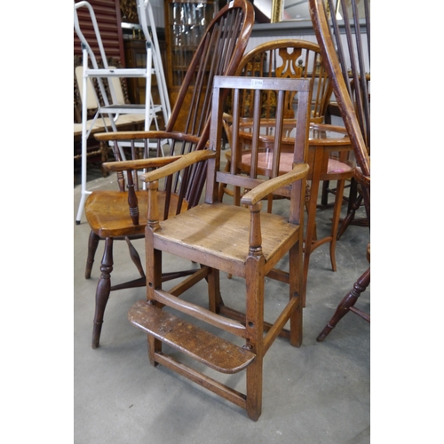 2194 - An 18th Century elm and fruitwood childs high chair