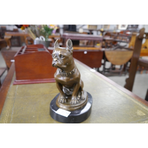 2236 - A bronze bulldog figure on marble base