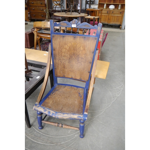 2242 - An early 20th century blue painted nursing chair