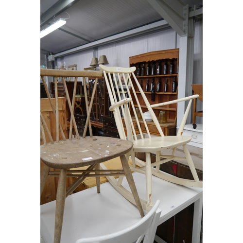 2274 - A rustic Ercol candlestick back chair and a rocking chair