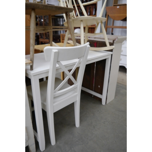 2275 - A white painted side table with matching painted chair (2)