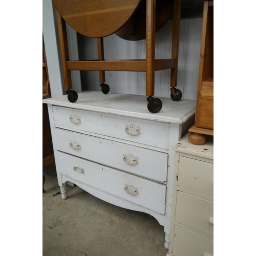 2277 - A 1920's painted three drawer chest