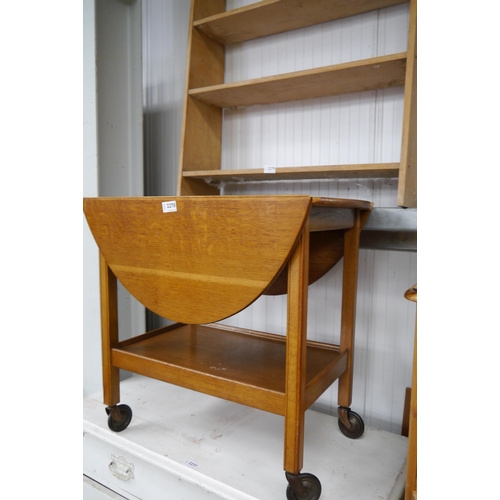 2278 - A pine TV stand and oak tea trolley