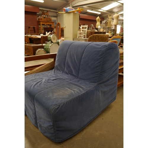 2342 - A Ikea blue corduroy covered chair bed