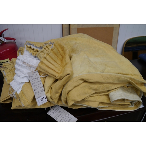 2372 - Two pairs of yellow curtains with pelmets