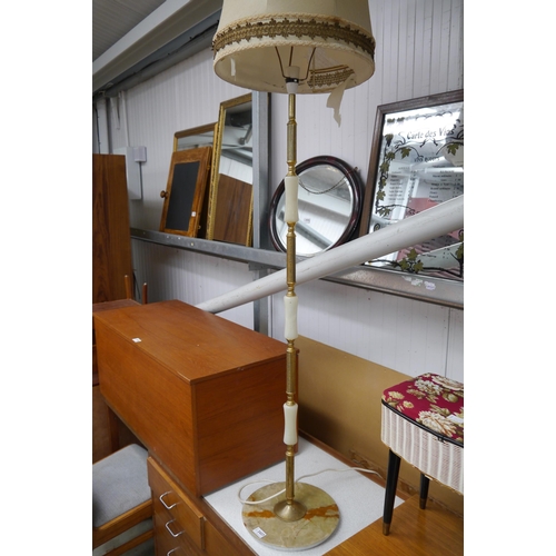 2437 - A 1950's Lloyd Loom sewing table and onyx lamp