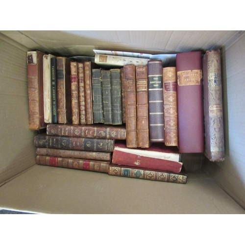 1625 - Two boxes of assorted mainly 18th and 19th Century leather bound volumes, etc., including 