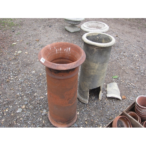 3251 - A terracotta chimney pot and a clay chimney pot a/f (2)