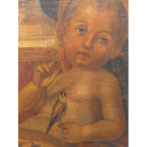 6075 - A late 18th/early 19th Century Italian School oil on canvas, Madonna and Child with Goldfinch in lan... 