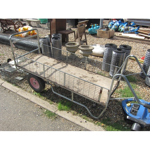 3228 - A galvanised single axle cart with mesh sides