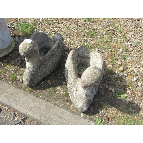 3239 - Two composition swan planters