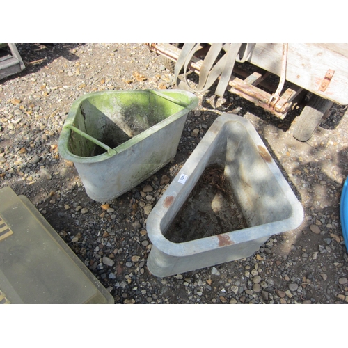 3281 - Two galvanised corner troughs